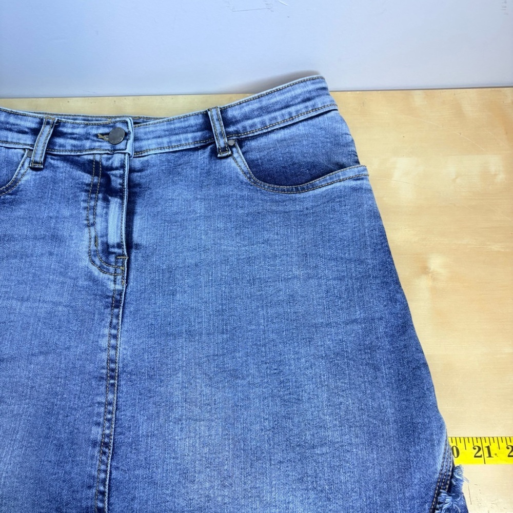 APNY • Fray Hem A-Line Denim Midi Pencil Skirt - Picture 14 of 15